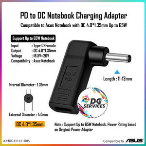 DG Charging Adapter Type C Female to DC 4.0*1.35mm - Compatible to Asus 65W