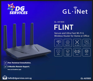 GL.iNet Flint Secure Ultra Fast Wi-Fi 6 AX1800 Dual Band Wireless Router (GL-AX1800)