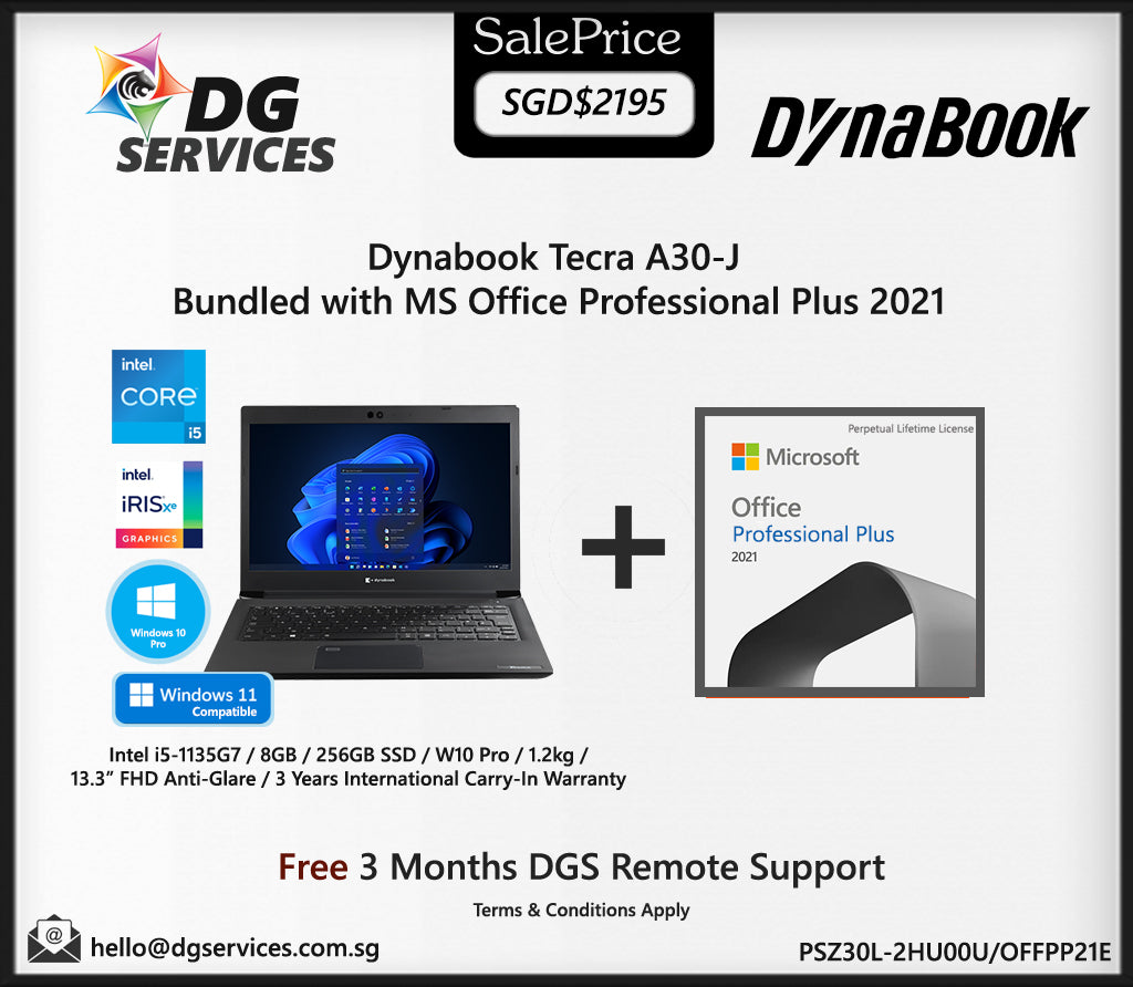 Dynabook Tecra A30-J ( Intel i5-1135G7/8GB/256GB SSD/14"FHD AntiGlare/W10 Pro/3 Years International Carry In)