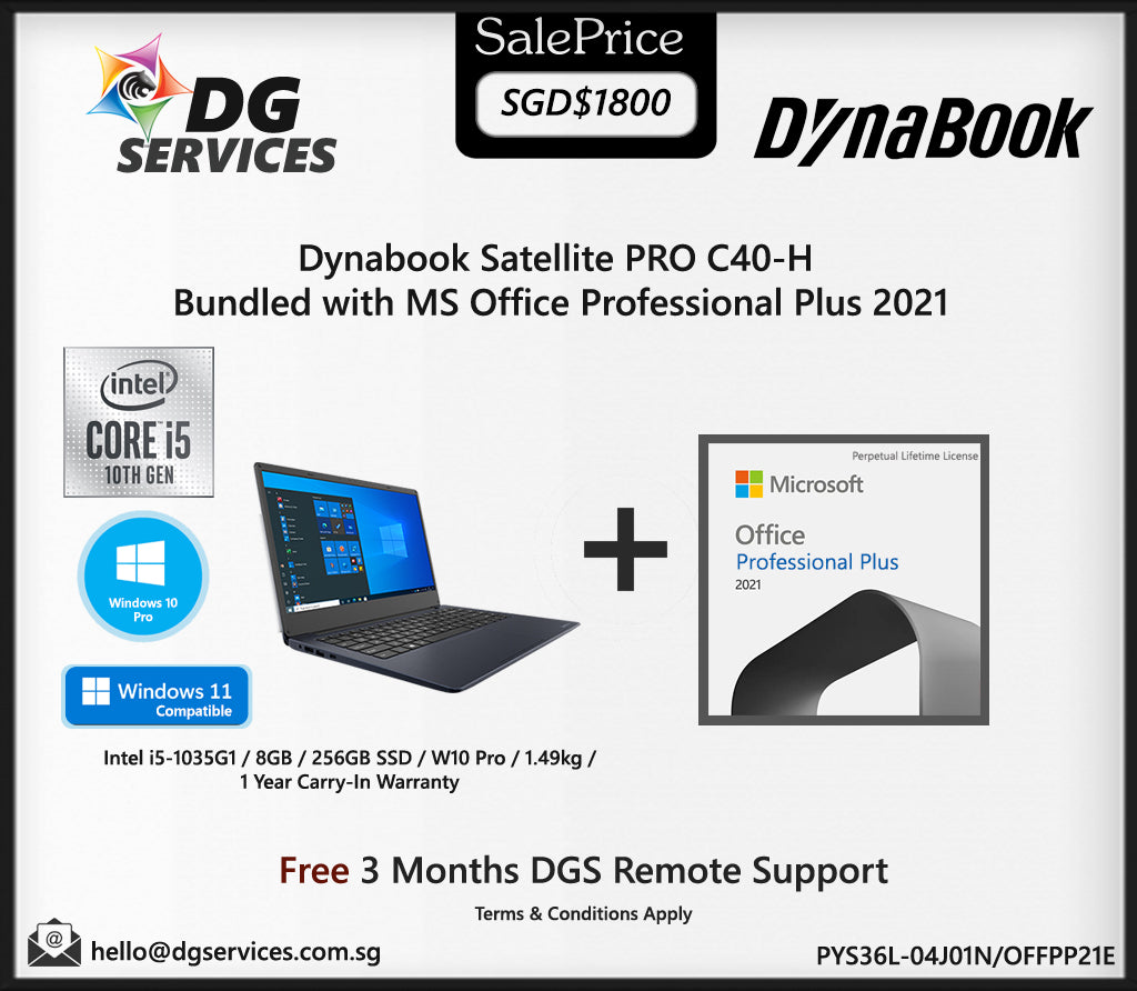 Dynabook Satellite Pro C40 - ( i5-1035G1/8GB/256GB SSD/14" FHD/1 Yr CarryIn/1.55kg )
