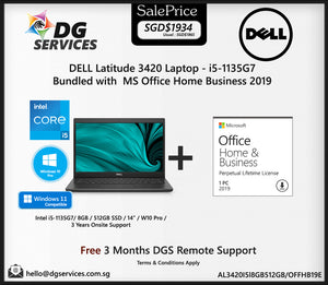 DELL Latitude 3420 Laptop - i7-1165G7 /14" Touch / 8GB / 512GB SSD / WIN10PRO / 3 Years Onsite Pro Support