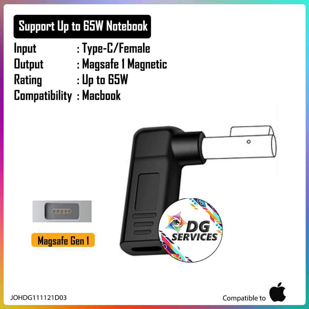 DG Charging Adapter Type C Female to Macbook L-Tip - Compatible to Macbook 65W