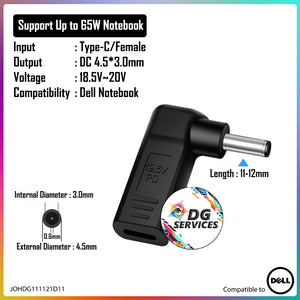 DG Charging Adapter Type C Female to DC 4.5*3.0mm - Compatible to Dell 65W