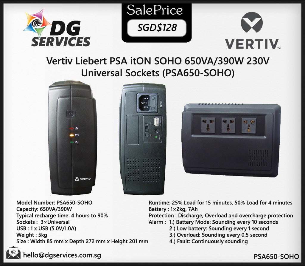 Vertiv Liebert UPS PSA itON SOHO 650VA - 1000VA Universal Sockets