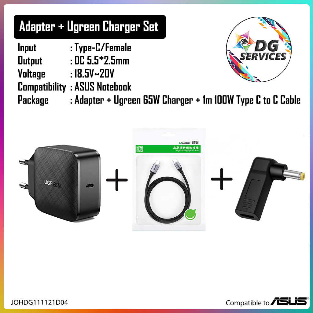 DG Charging Adapter Type C Female to DC 5.5*2.5mm - Compatible to Asus 65W