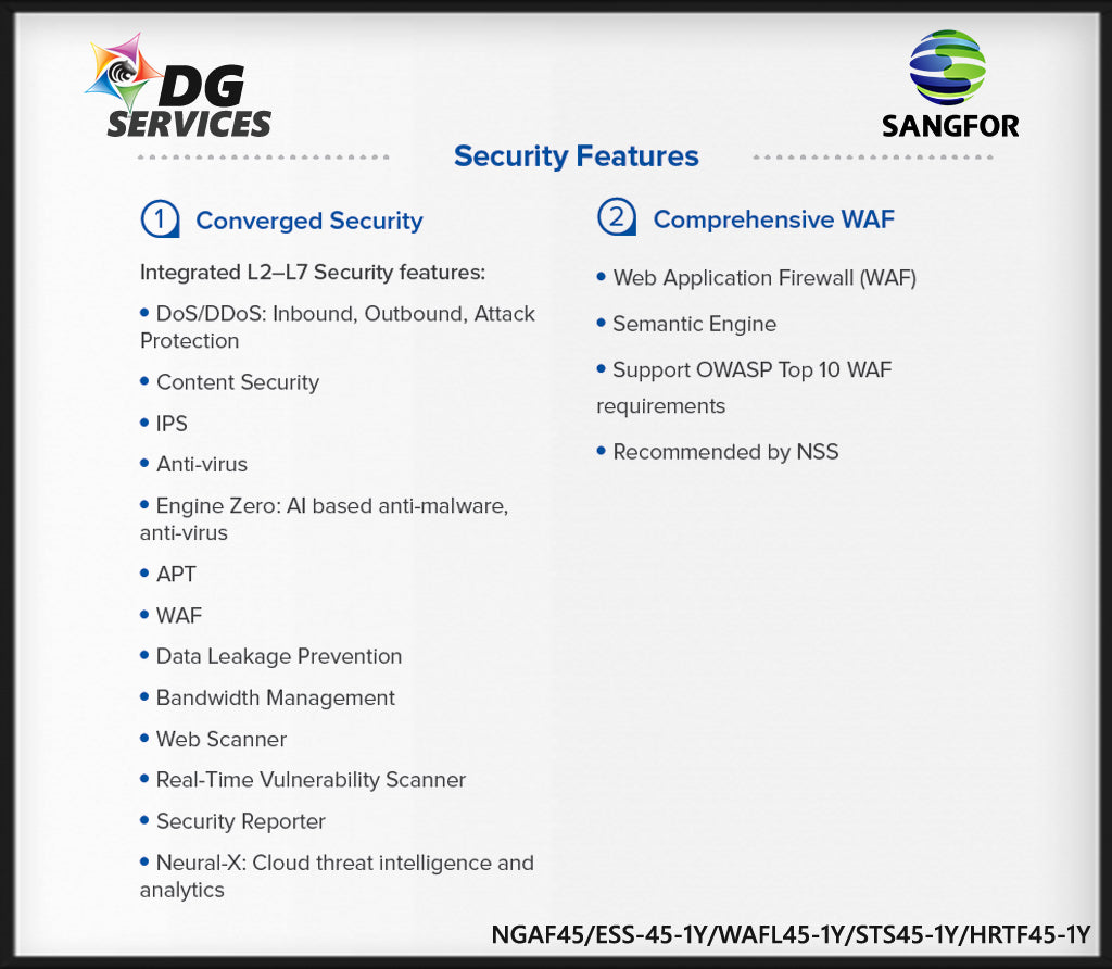 Sangfor NGAF M5100-F-I Firewall/VPN/1U Rackmount  Appliance