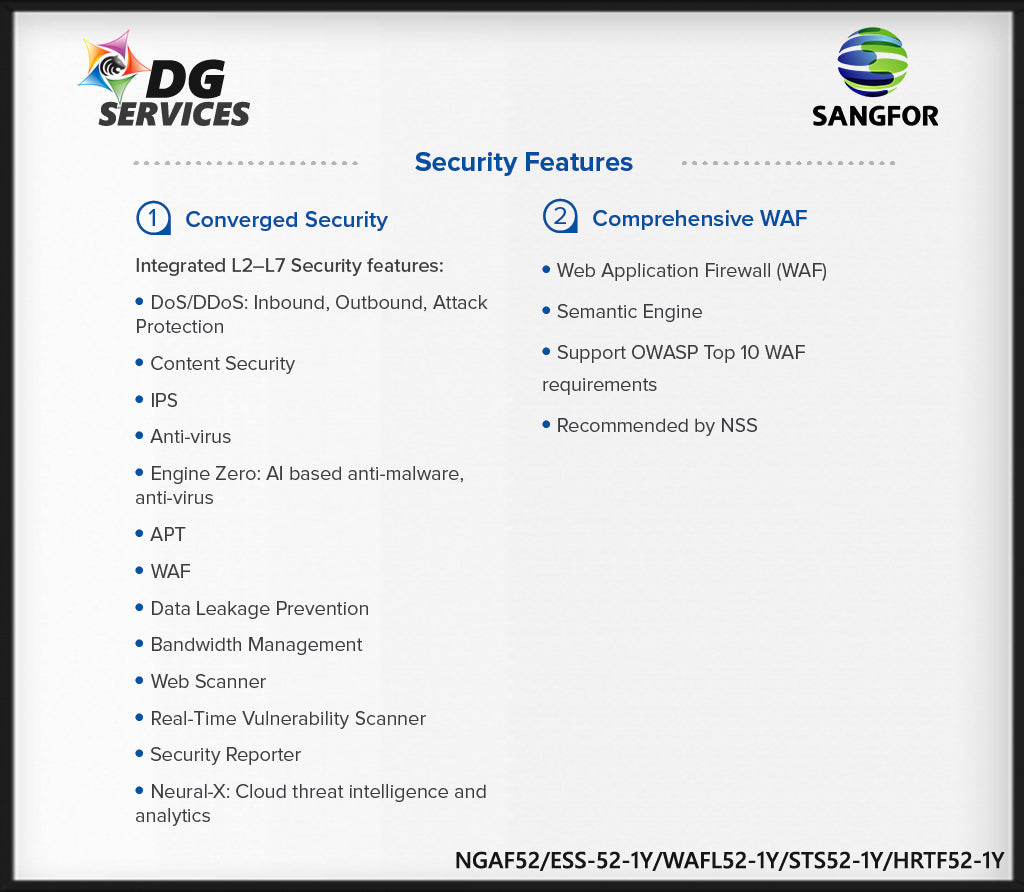 Sangfor NGAF M5200-F-I Firewall/VPN/1U Rackmount  Appliance