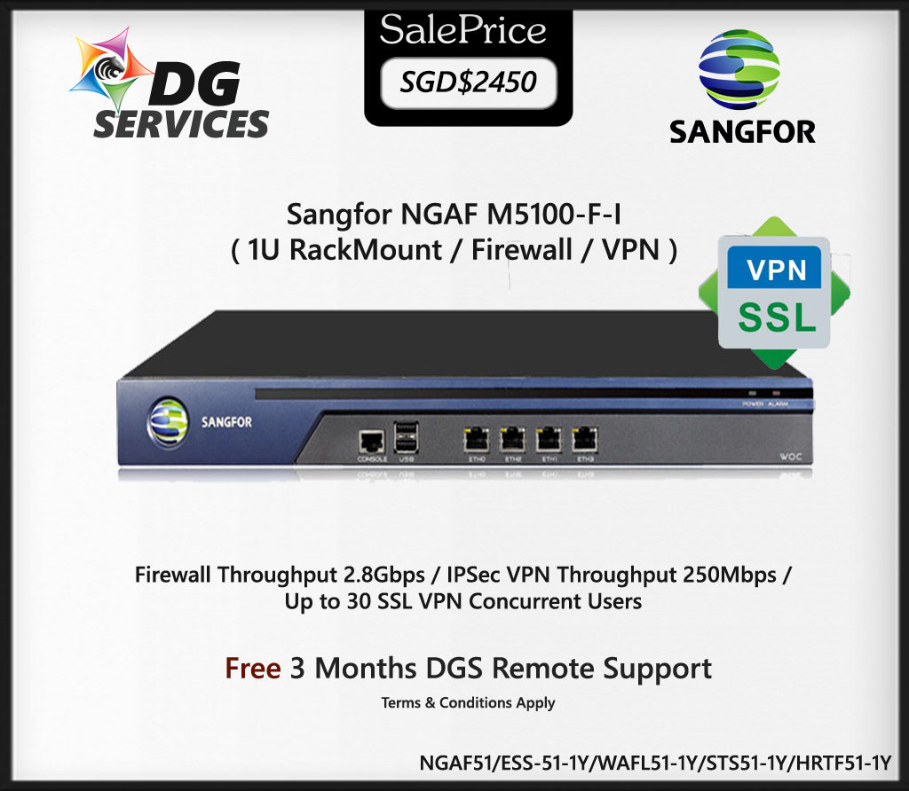 Sangfor NGAF M5100-F-I Firewall/VPN/1U Rackmount  Appliance