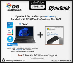 Dynabook Tecra A30-J ( Intel i5-1135G7/8GB/512GB SSD/13"Sharp IGZO Full HD Anti-Glare /W10 Pro/3 Years International Carry In)