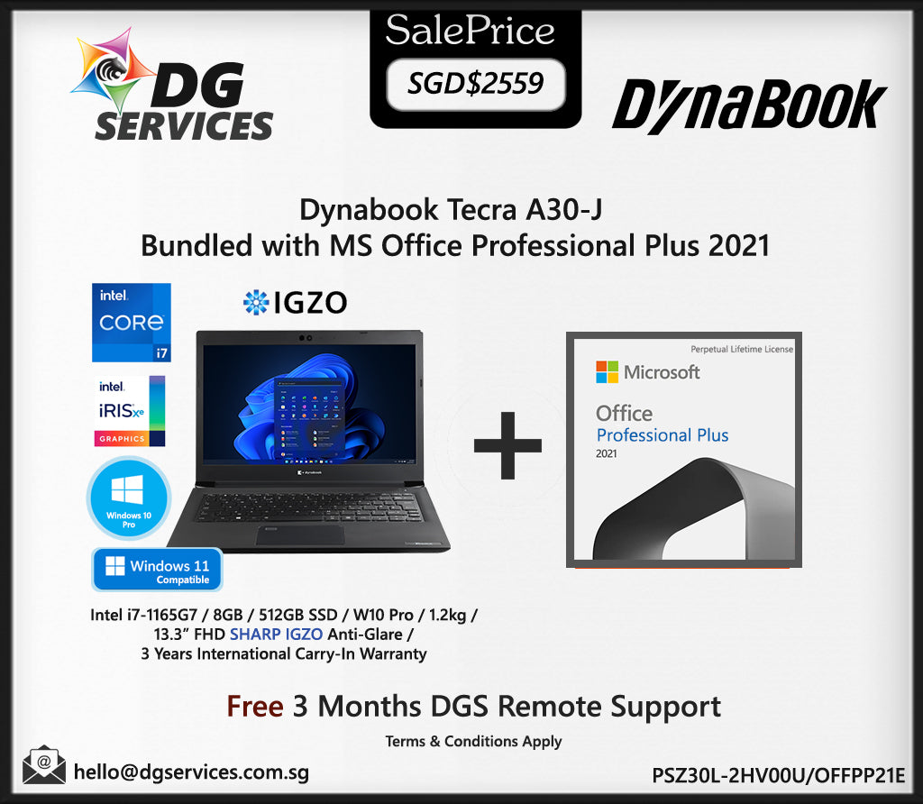 Dynabook Tecra A30-J ( Intel i7-1165G7/8GB/512GB SSD/13" Full HD Anti-Glare/W10 Pro/3 Years International Carry In)