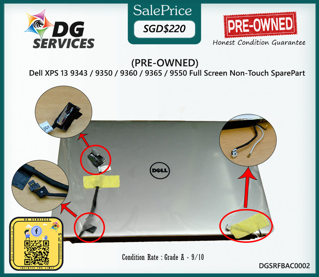 PRE-OWNED - Dell XPS 13 9343 / 9350 / 9360 / 9365 / 9550 Full Screen Non-Touch SparePart