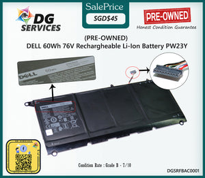 PRE-OWNED - DELL 60Wh 76V Rechargheable Li-Ion Battery PW23Y