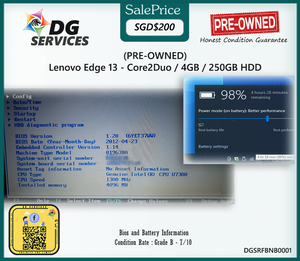 (Pre-Owned) Lenovo Edge 13 - Core2Duo / 4GB / 250GB HDD - Grade B - 7/10