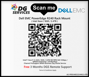 Dell EMC PowerEdge R240 Rack Mount ( Intel Xeon / 8GB / 2.4TB )