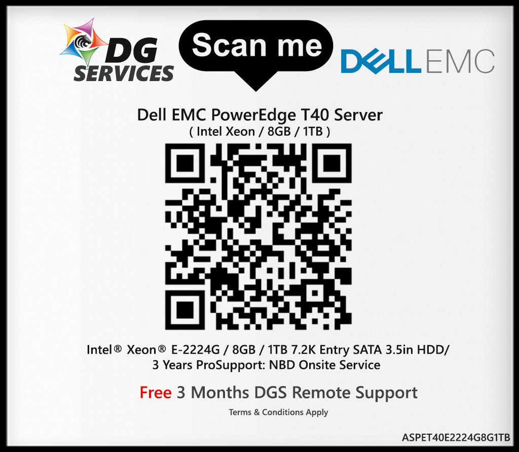 Dell EMC PowerEdge T40 Server ( Intel Xeon / 8GB / 1TB /3 Years Onsite NBD )