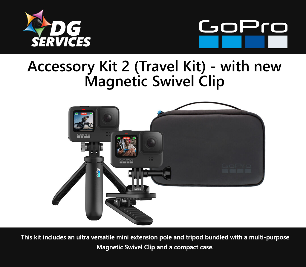 GoPro Accessory Kit 2 (Travel Kit) - with new Magnetic Swivel Clip