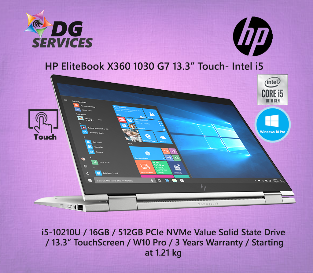 HP EliteBook X360 1030 G7 13.3" (Touch) - i5-10210U / 16GB / 512GB PCIe NVMe Value Solid State Drive