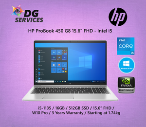 HP ProBook 450 G8 15.6" FHD - i5-1135 / 16GB / 512GB SSD / Nvidia GeForce MX450