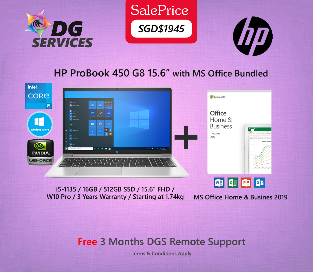 HP ProBook 450 G8 15.6" FHD - i5-1135 / 16GB / 512GB SSD / Nvidia GeForce MX450