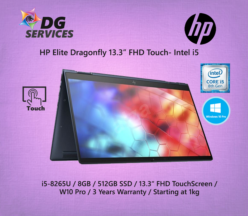 HP Elite Dragonfly 13.3" FHD(Touch + Sure View) - i5-8265U / 8GB / 512GB SSD