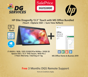 HP Elite Dragonfly 13.3" FHD (Touch + Sure View + Optane SSD) - i7-8565U / 8GB / 512GB SSD