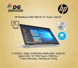 HP EliteBook X360 1040 G7 14" FHD (Touch + Sure View + Optane SSD ) - i7-10710U / 16GB / 512GB PCIe NVMe SSD+ 32GB 3D Xpoint SSD