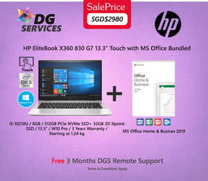 HP EliteBook X360 830 G7 13.3" (Touch) - i5-10210U / 8GB / 512GB SSD+ 32GB 3D Xpoint SSD (Touch)