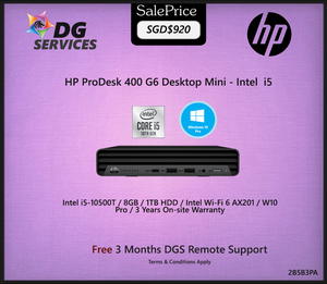 HP ProDesk 400 G6 DM - Intel  i5-10500T  / 8GB / 1TB HDD / Intel Wi-Fi 6 /  W10 Pro / 3 Years Onsite Warranty