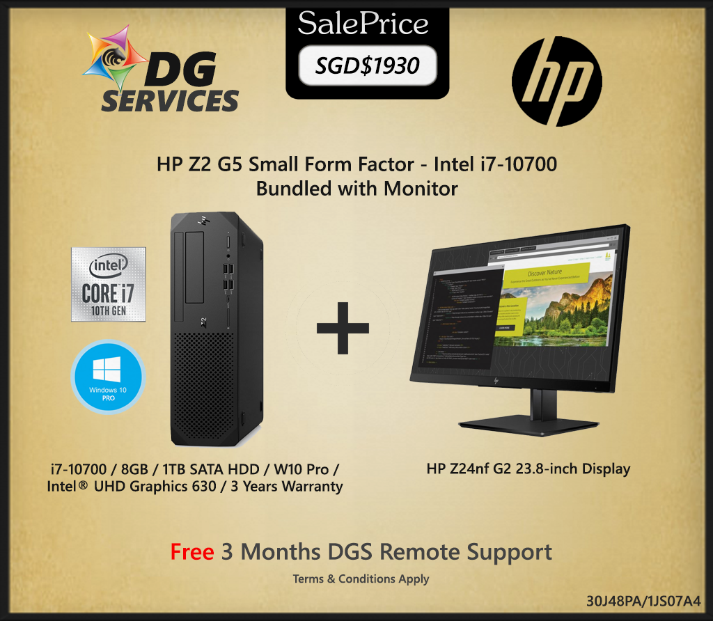 HP Z2 G5 Small Form Factor - i7-10700 / 8GB / 1TB HDD