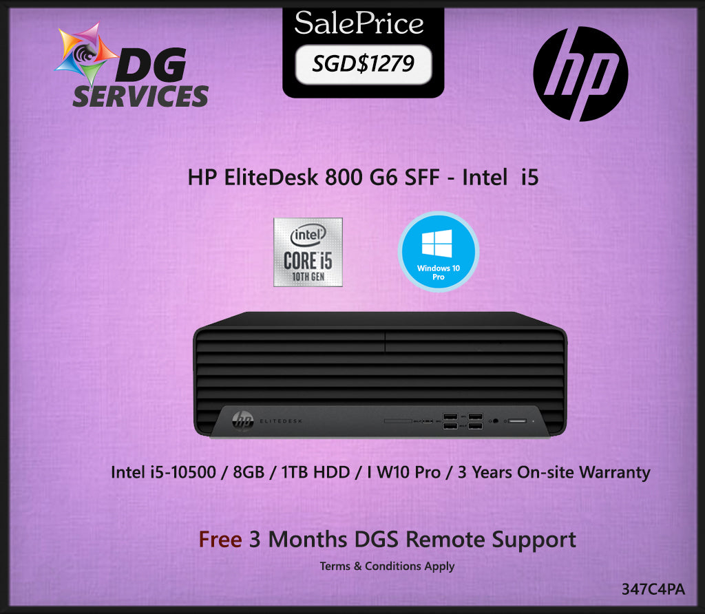 HP EliteDesk 800 G6 SFF- Intel  i5-10500  / 8GB / 1TB HDD / W10 Pro / 3 Years Onsite Warranty