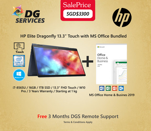 HP Elite Dragonfly 13.3" FHD(Touch + Sure View) - i7-8565U / 16GB / 1TB SSD