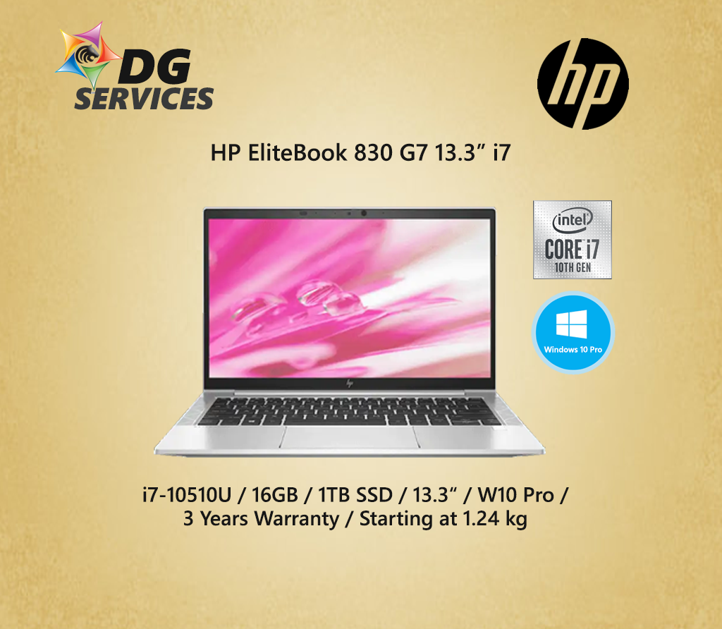 HP EliteBook 830 G7 13.3"  -  i7-10510U / 16GB / 1TB SSD / W10 pro / 3 Years