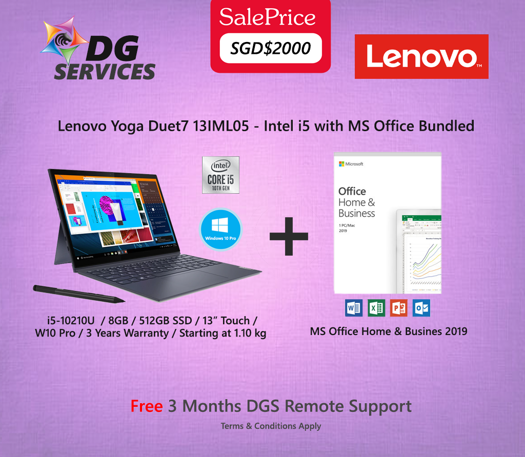 Lenovo Yoga Duet7 - 13IML05 - I5 / 8GB / 512GB SSD / W10P / 3 Years