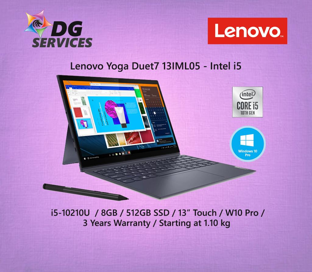 Lenovo Yoga Duet7 - 13IML05 - I5 / 8GB / 512GB SSD / W10P / 3 Years