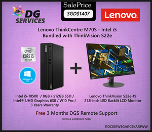 Lenovo ThinkCentre M70S - Intel  i5-10500  / 8GB / 512GB SSD / Intel® UHD Graphics 630 /  W10 Pro / 3 Years Warranty