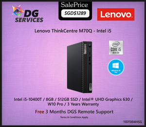 ( PRE-ORDER ) Lenovo ThinkCentre M70Q Tiny - Intel  i5-1400T  / 8GB / 512GB SSD / Intel® UHD Graphics 630 /  W10 Pro / 3 Years Warranty