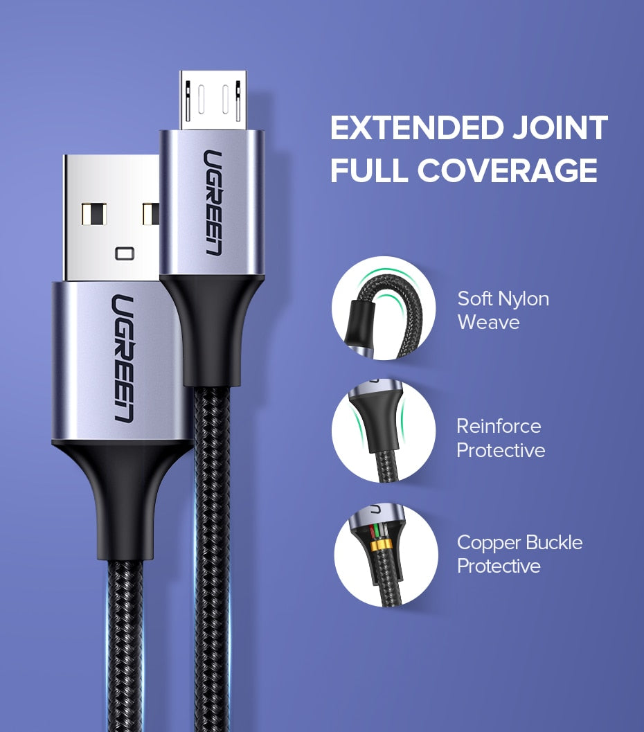 Ugreen Micro USB Cable 3A Nylon Fast Charge Data Cable - DG Services