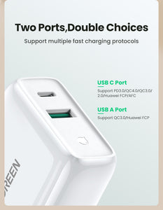 Ugreen 36W Fast USB Charger Quick Charge  PD + USB 3.0 - DG Services