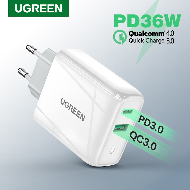 Ugreen 36W Fast USB Charger Quick Charge  PD + USB 3.0 - DG Services