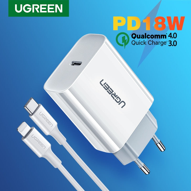 Ugreen Quick Charge Qualcomm QC4.0 QC3.0 18W USB Type C Fast Charger - DG Services