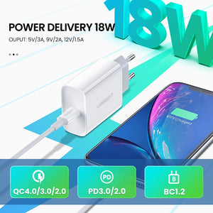 Ugreen Quick Charge Qualcomm QC4.0 QC3.0 18W USB Type C Fast Charger - DG Services